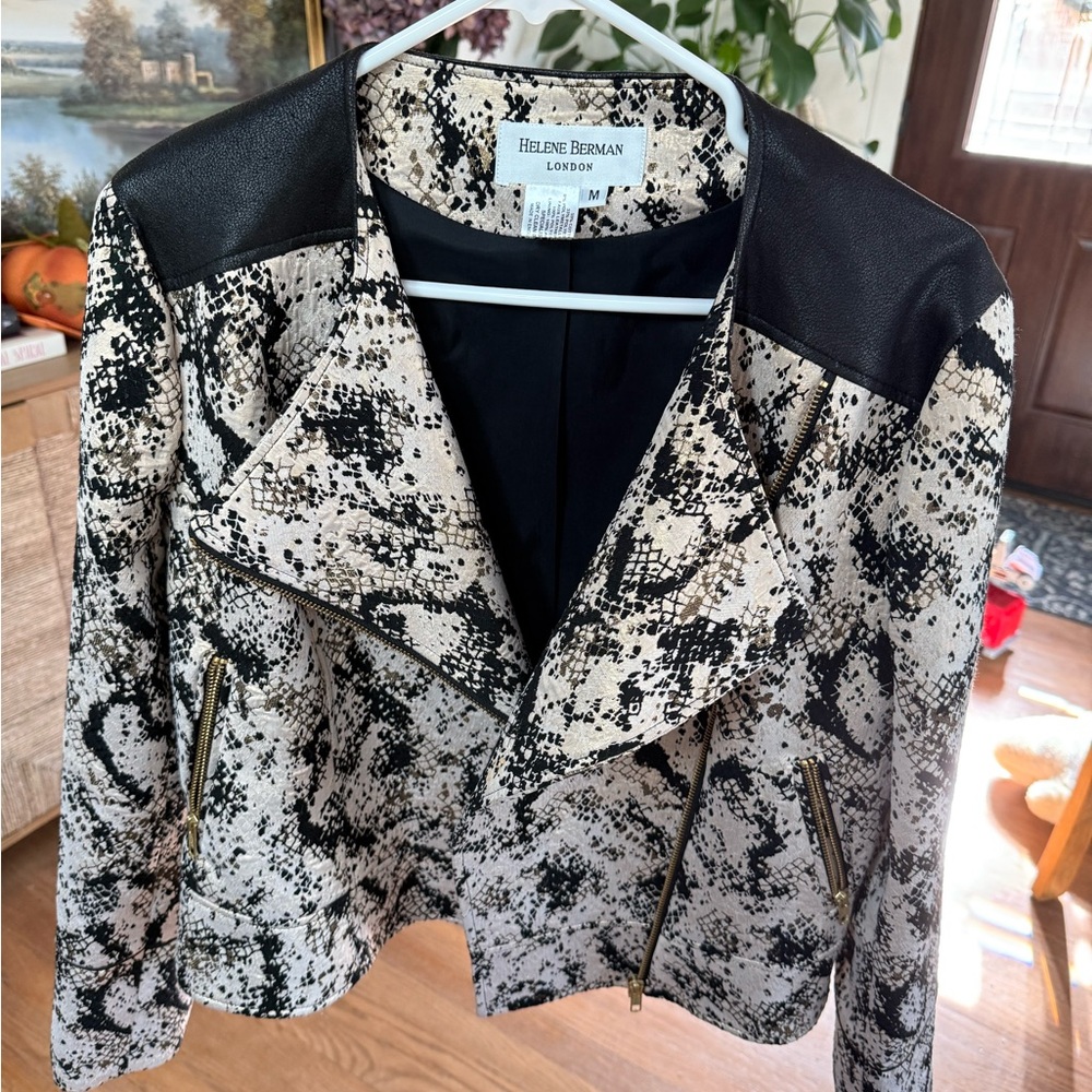 Helene Berman Monochrome Snake Leather Jacket